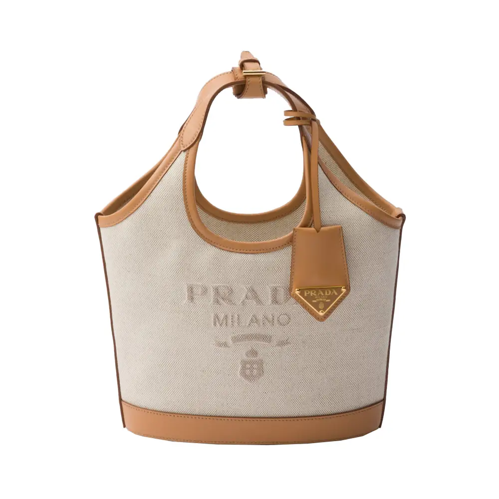 国内発 PRADA Linen blend and leather mini-buckle bag 人気 3product-