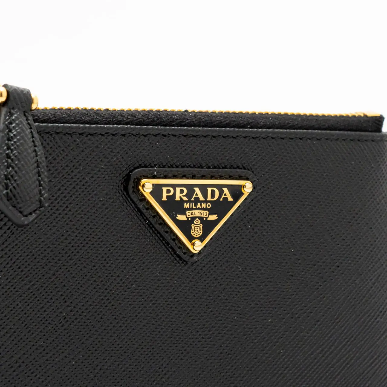 Prada Saffiano Leather Zip Card Holder Black – voilà.id