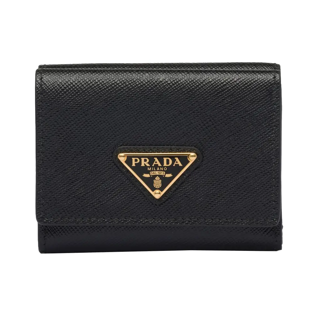 Prada Half Length Folding Wallet Black – voilà.id