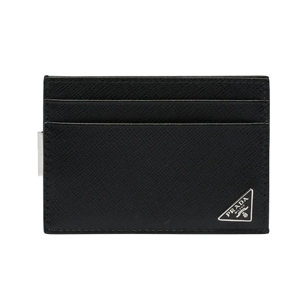 PRADA★Triangle Logo Card Holder CARD HOLDERS 1MC0252CYR Prada Triangle Logo Saffiano Leather Card Holder in Black