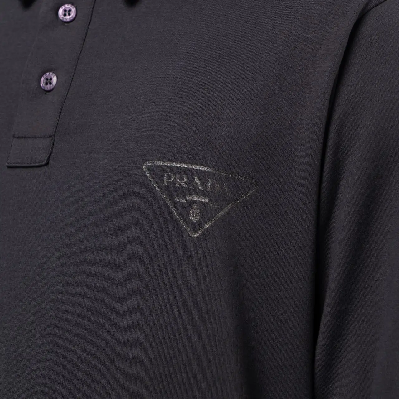 Prada Triangle Logo Cotton Polo Shirt Black – voilà.id