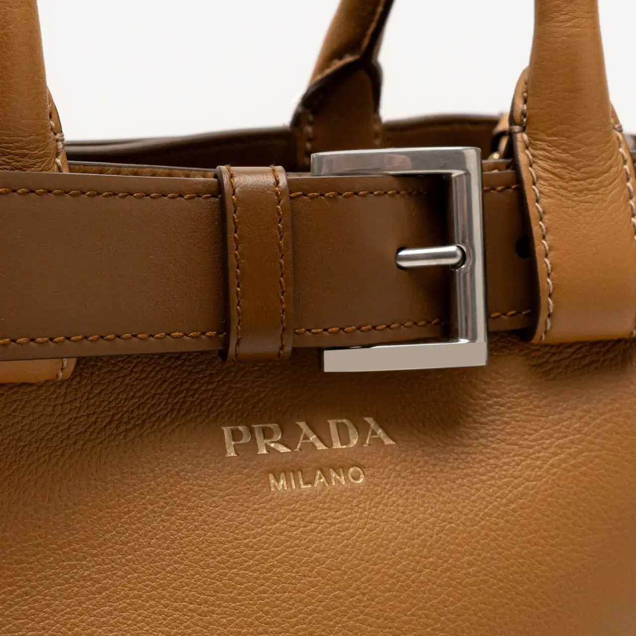 ★PRADA★2024FW 新作★Belted small buckle bag caramel Caramel Prada Buckle Small Leather Handbag With Belt | PRADA