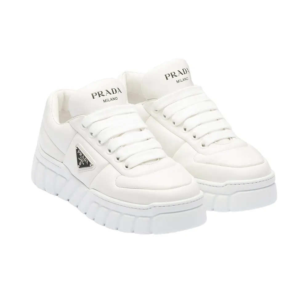 Prada Padded Sneakers Nappa Leather White – voilà.id