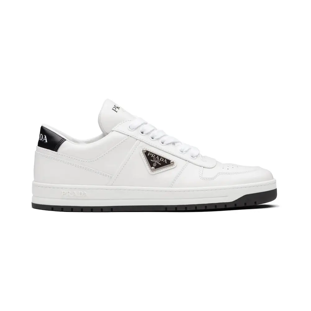 Prada Downtown Perforated Leather Sneakers White Women Prada Downtown Perforated Leather Sneakers White Women