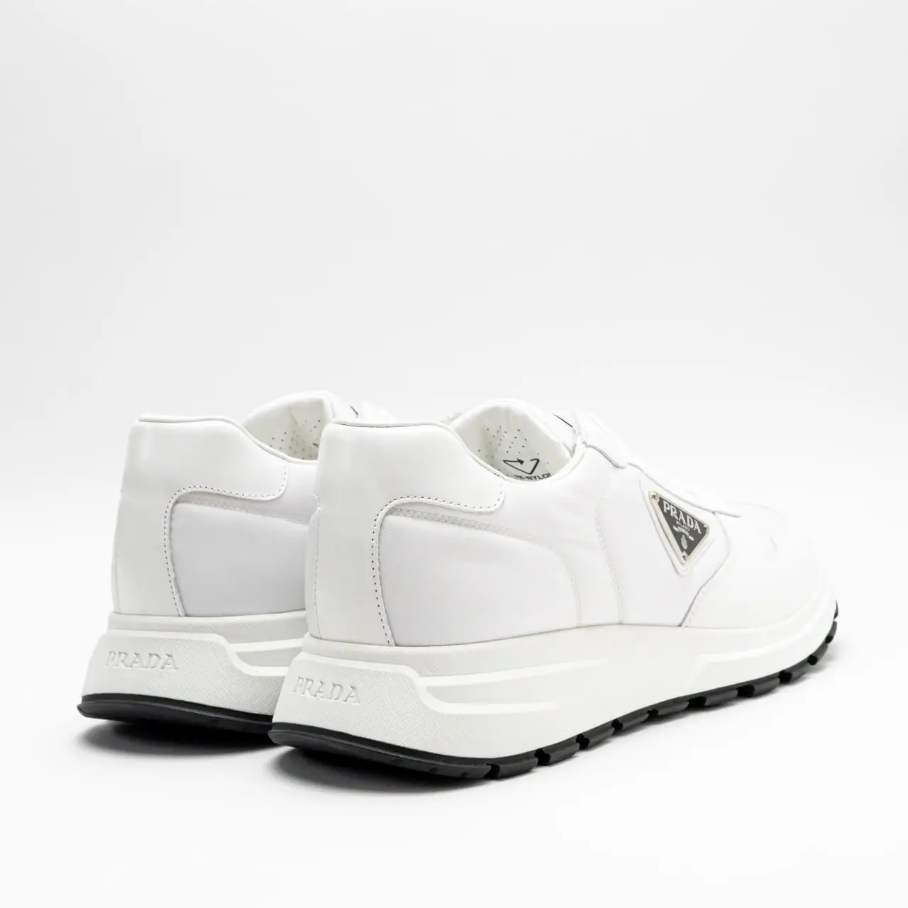 Prada Prax Sneakers Leather White Logo Black – voilà.id