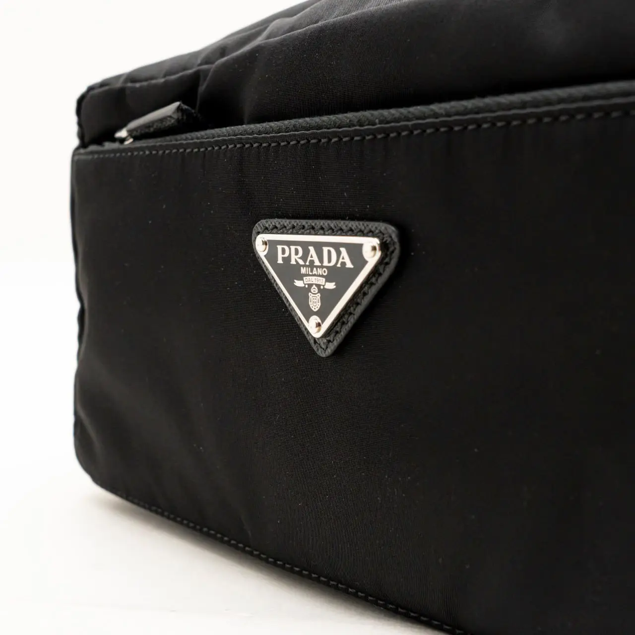 Prada Triangle Logo Re-Nylon and Saffiano Leather Travel Pouch