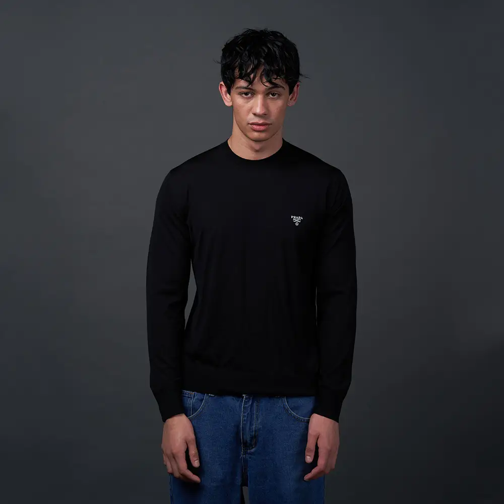 Prada Black Wool Blend Cardigan | italist