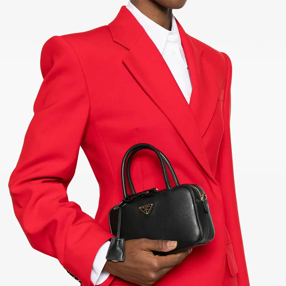 Prada Soft Grain Leather Handbag Black – voilà.id