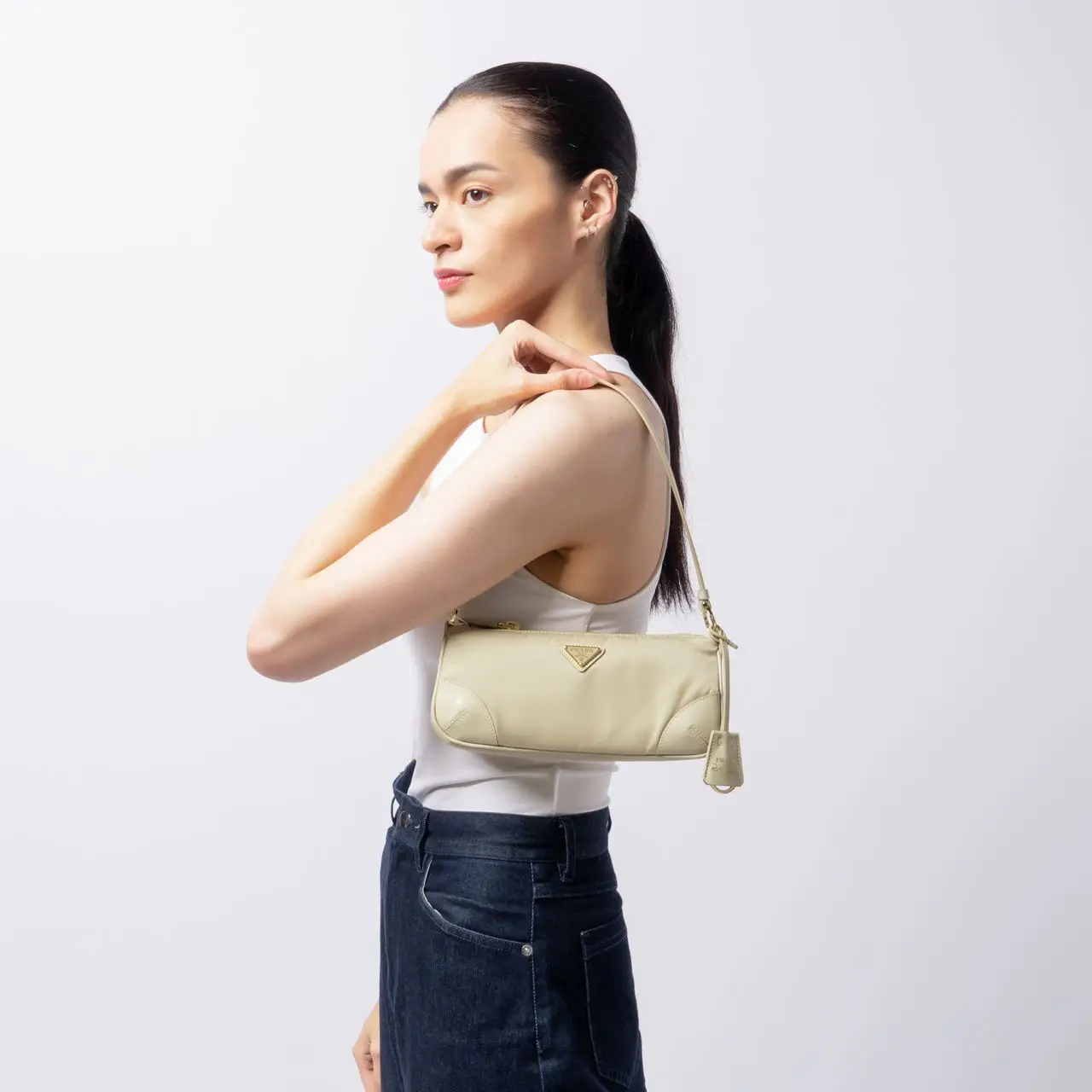 Prada Re-Edition 2002 Re-Nylon Shoulder Bag Desert Beige
