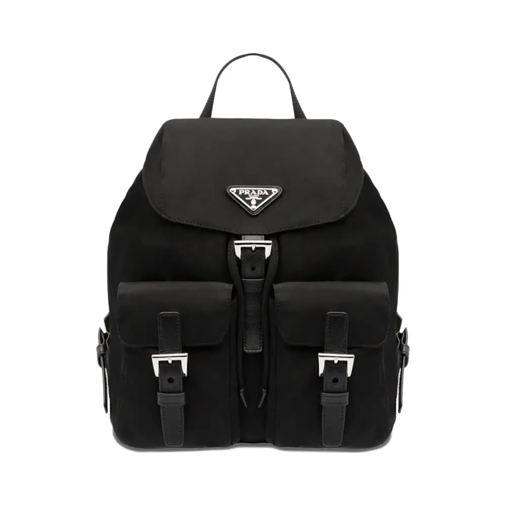 全国送料無料・イイ店 Metal Triangle Re-Nylon Small Prada Logo Black Backpack バッグ