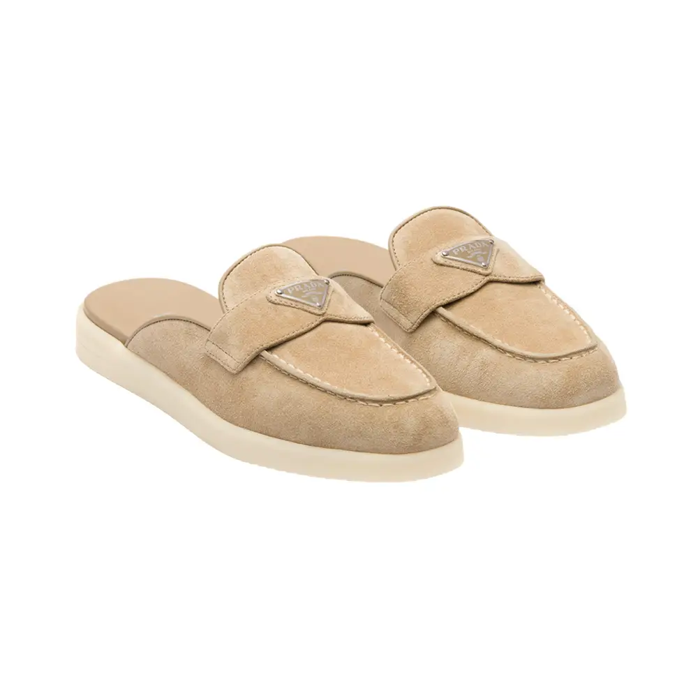 Prada Sabots Mules Suede Leather Ecru – voilà.id