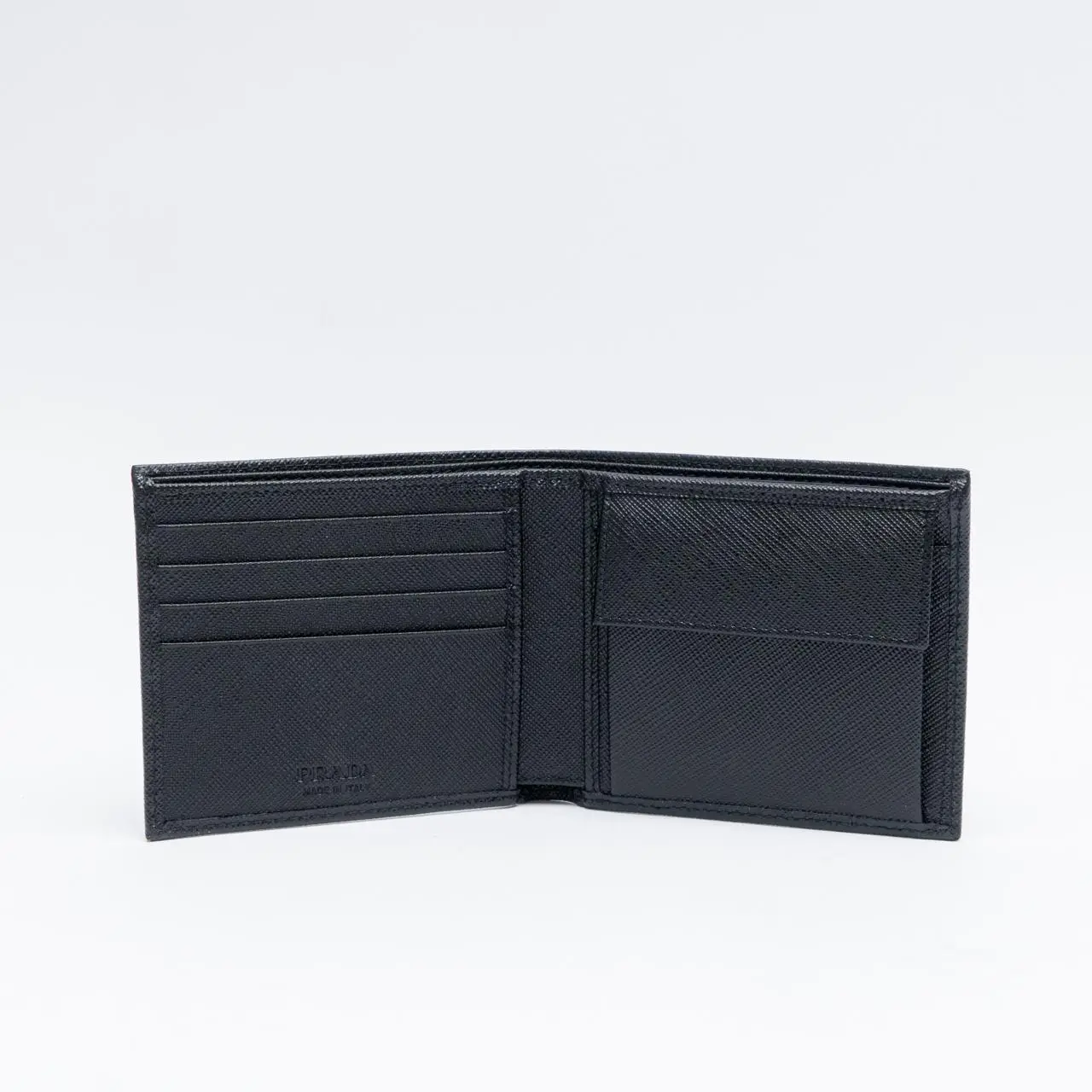 Prada Triangle Logo Saffiano Leather Bifold Wallet Black – voilà.id