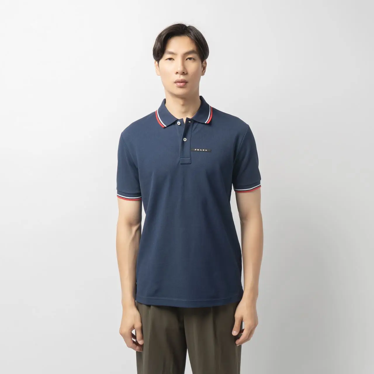 Prada Piquet Polo Shirt Blue Navy – voilà.id
