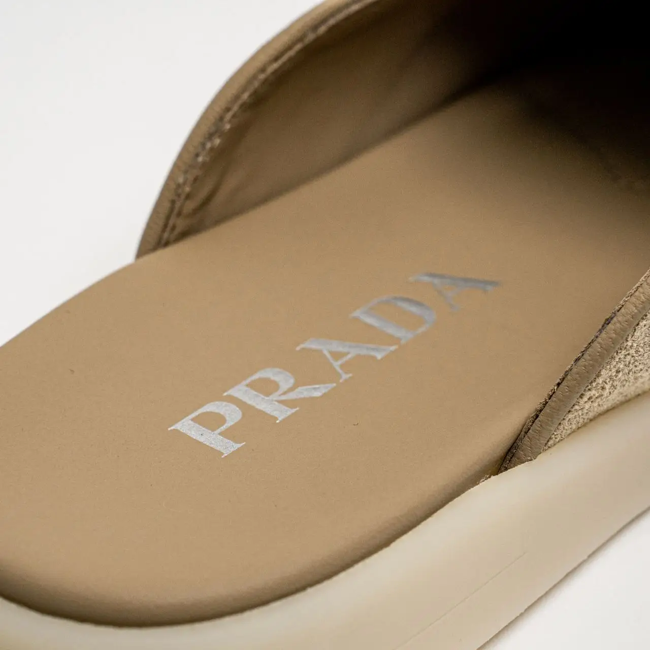 Prada Sabots Mules Suede Leather Ecru – voilà.id