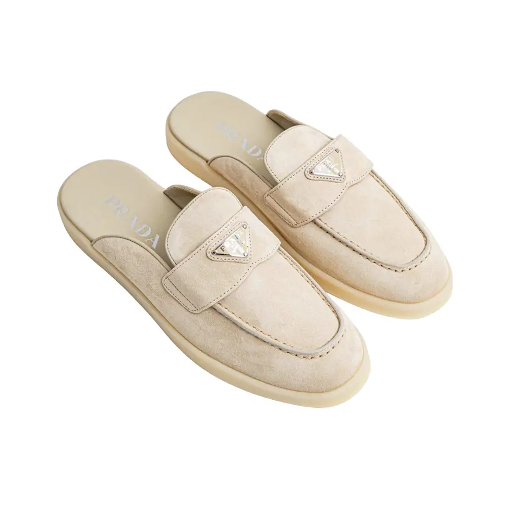 Prada Mouton Plate Logo Mules Sabot Prada Mouton Plate Logo Mules Sabot