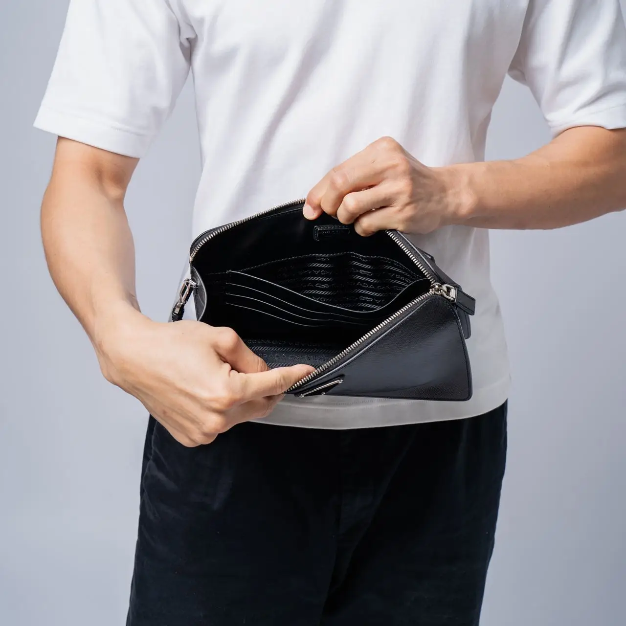 Prada mens pouch bag cheap