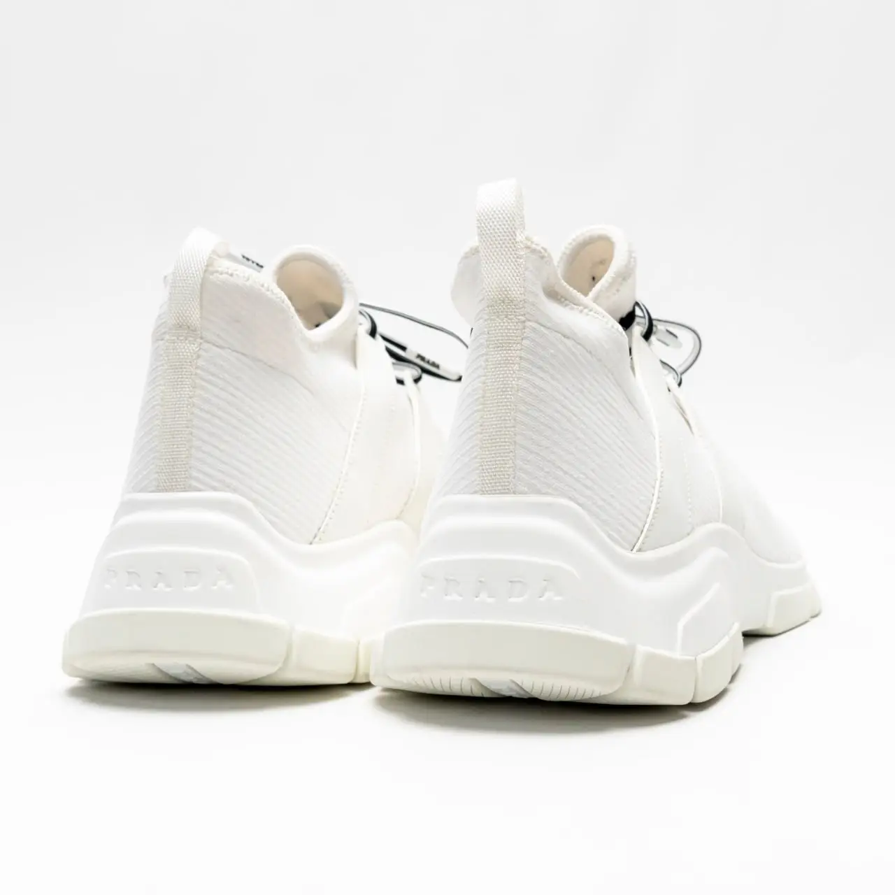 Prada XY Knit Sneakers White Logo Black – voilà.id