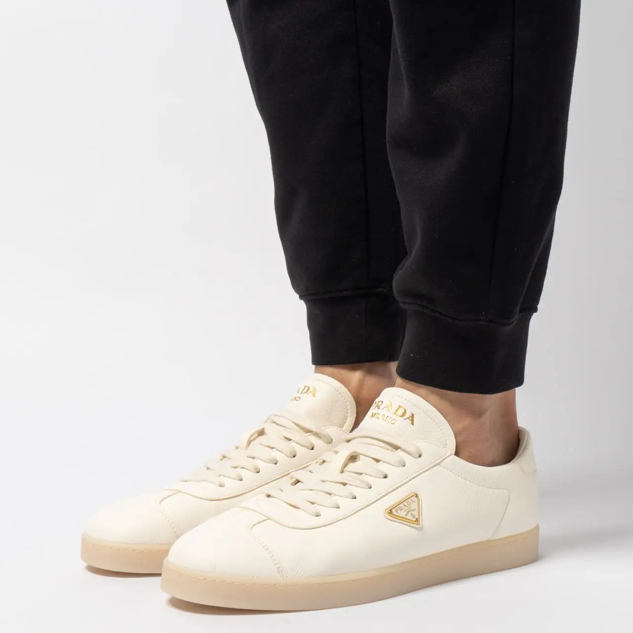 Prada Lane Leather Sneakers Ivory Men – voilà.id