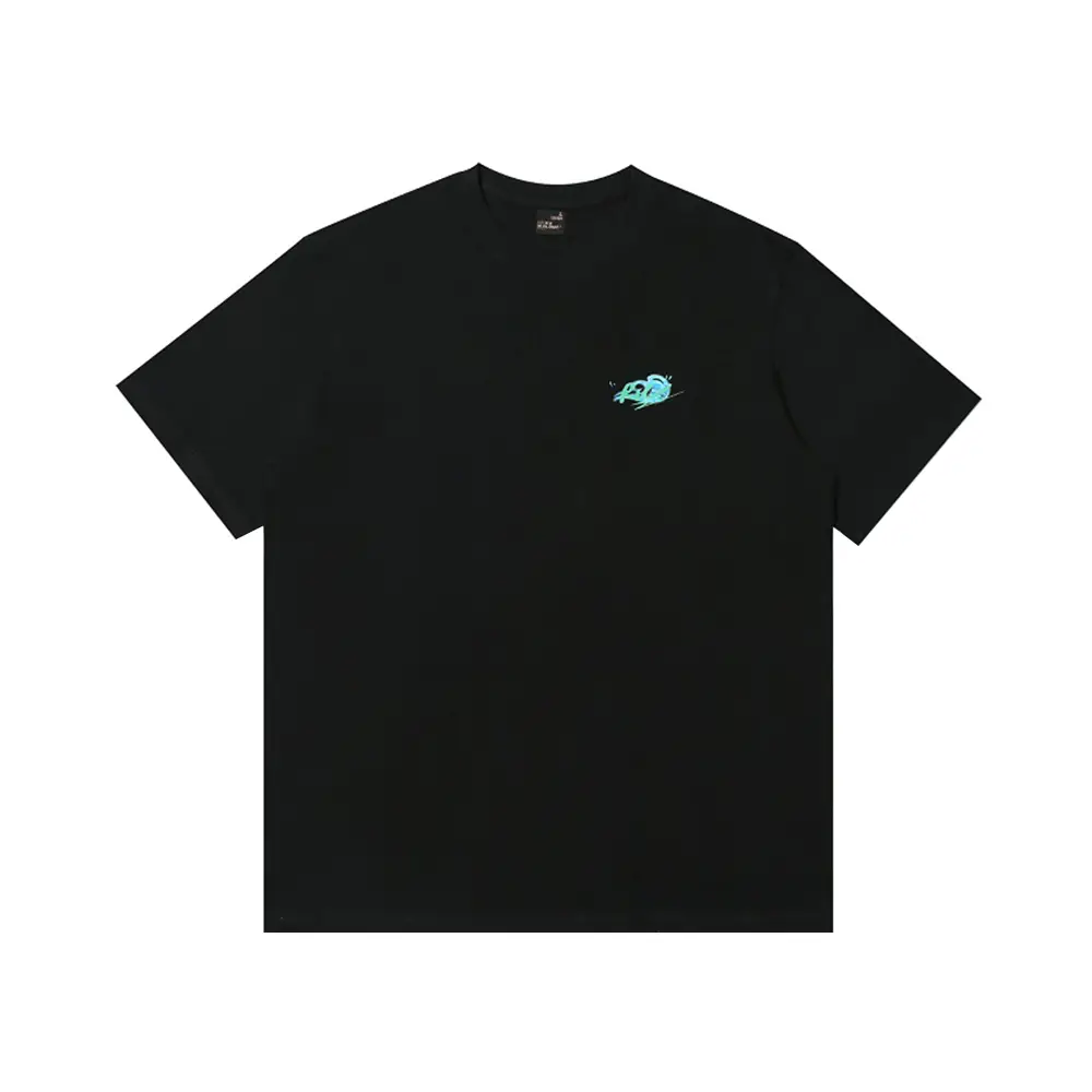 ◆Rest & Recreation◆ OVERSIZED WAVE LOGO TSHIRT BLACK RR25 REST & RECREATION RR Logo Oversize T-Shirt: Comfortable