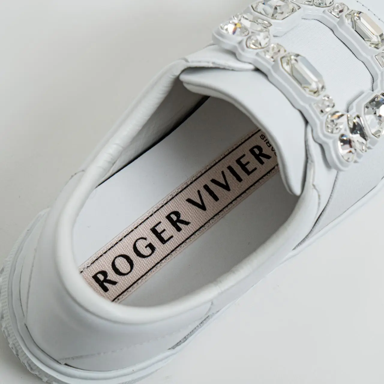 Roger Vivier Very Vivier Strass Buckle Leather Sneakers