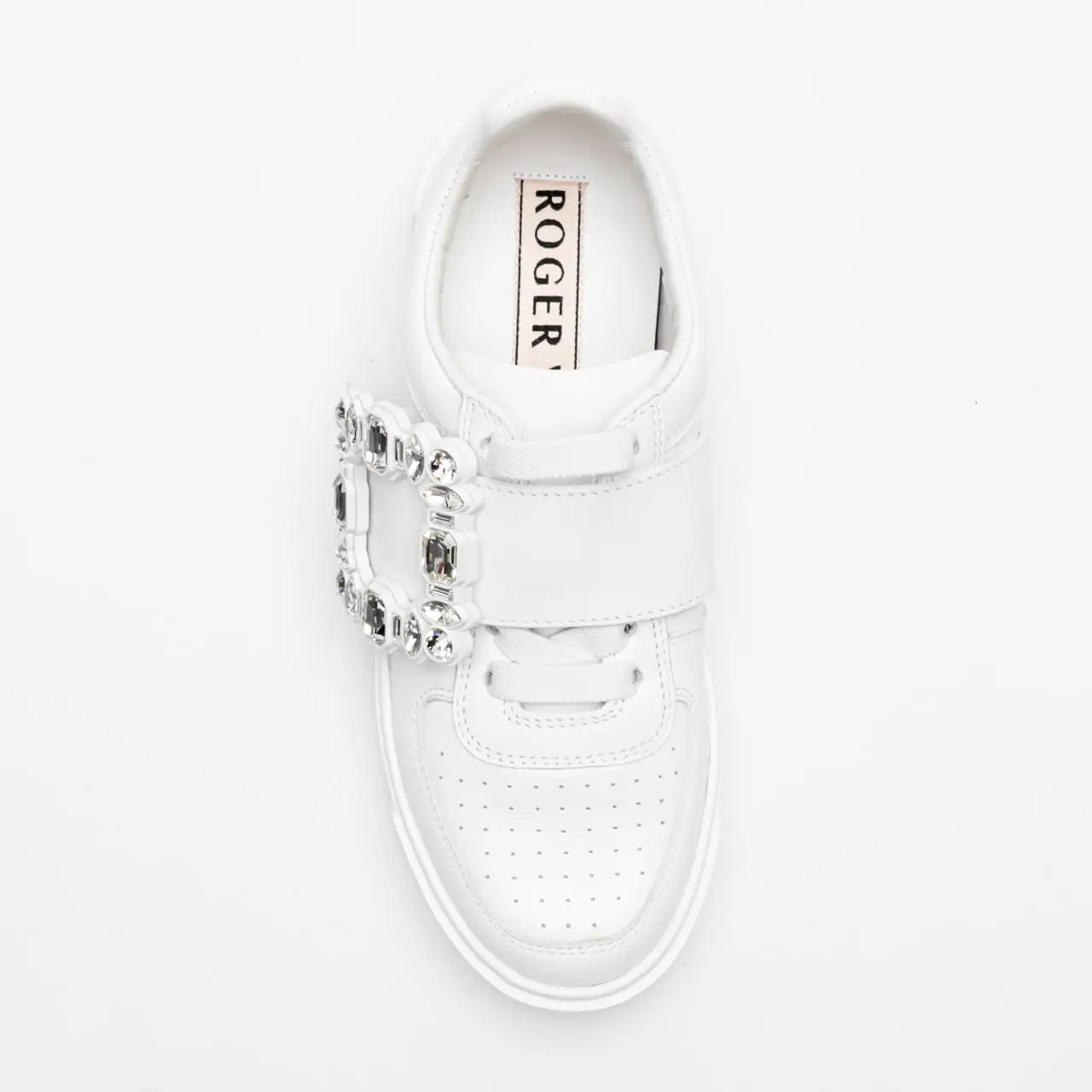 Roger Vivier Very Vivier Strass Buckle Leather Sneakers