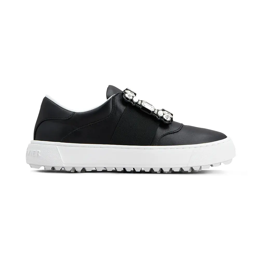 Roger Vivier Very Vivier Strass Buckle Leather Sneakers