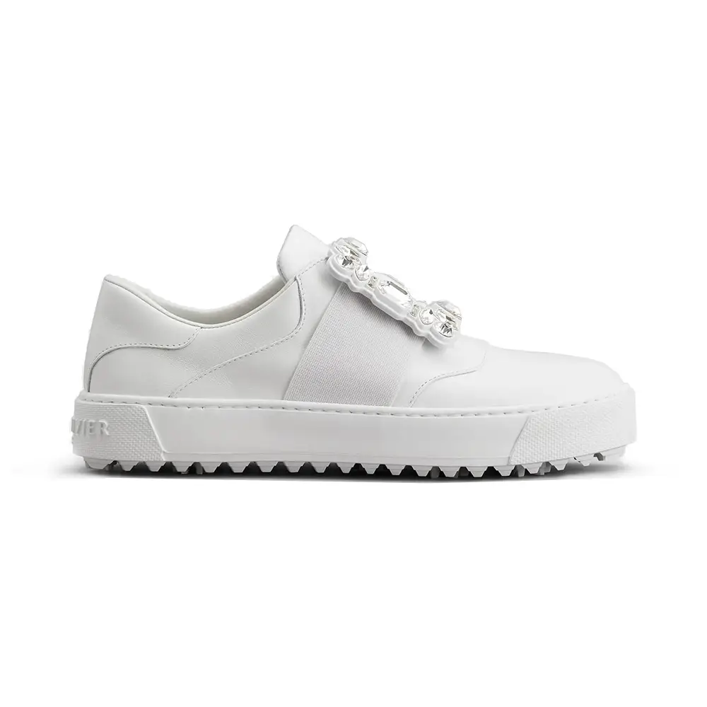 [Roger Vivier]Very Vivier Strass バックル スニーカー Roger Vivier Very Vivier Strass Buckle Sneakers In Leather
