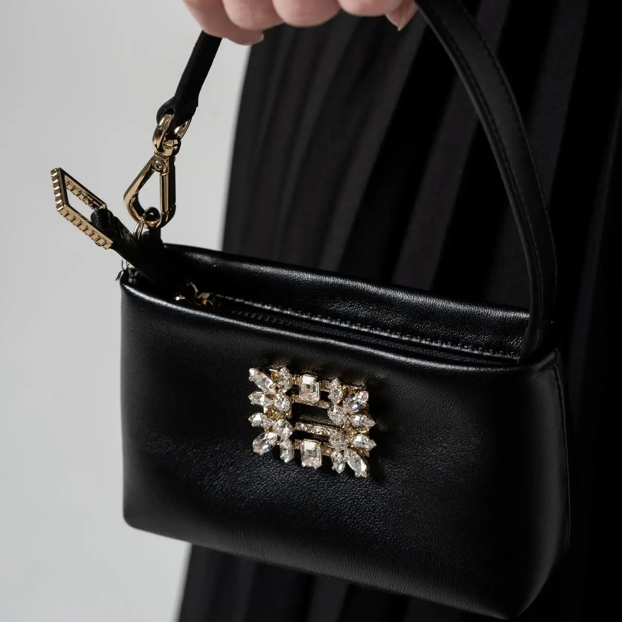 Roger Vivier RV Nightlily Charm Nappa Leather Micro Bag