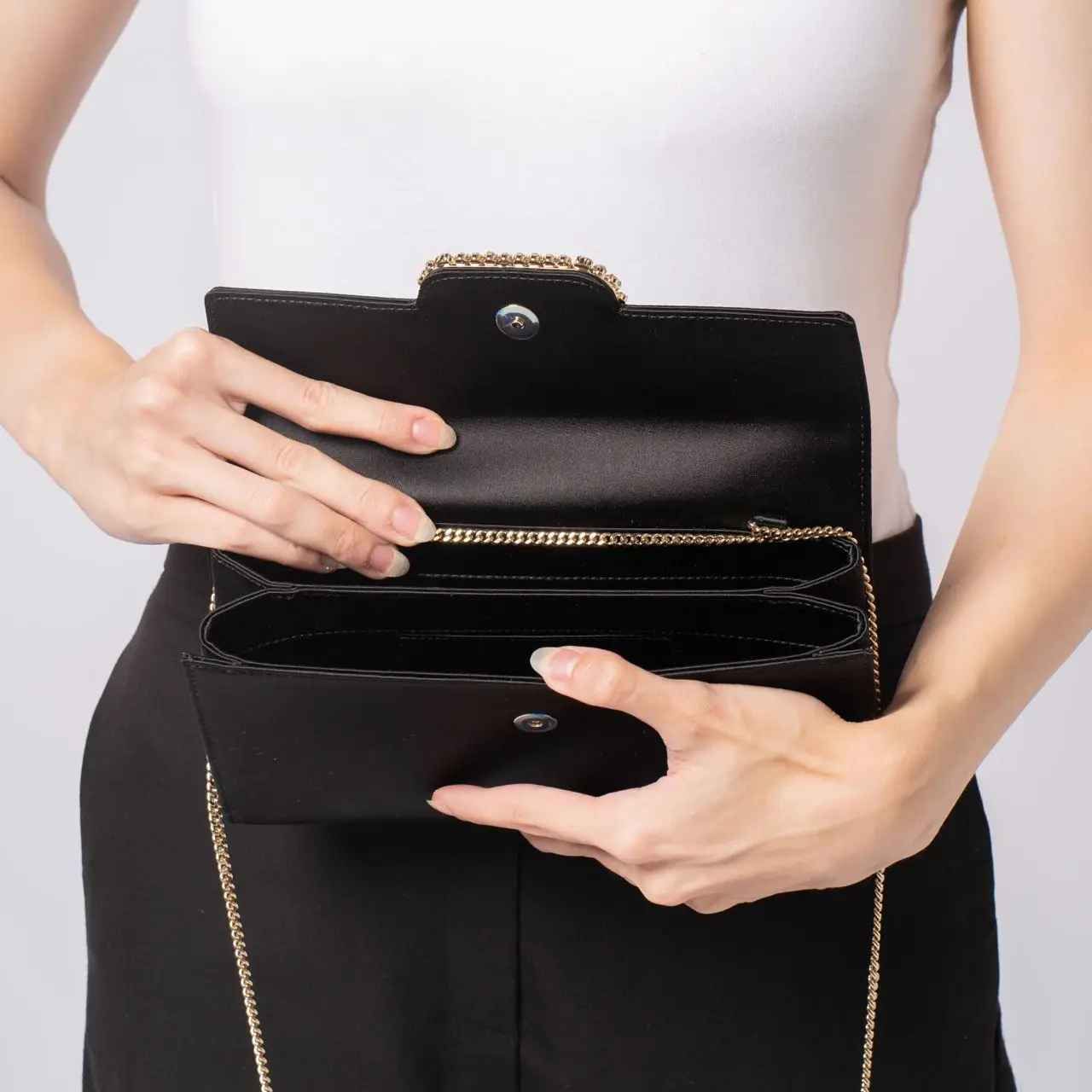 Roger Vivier Sexy Choc Buckle Satin Clutch Black – voilà.id
