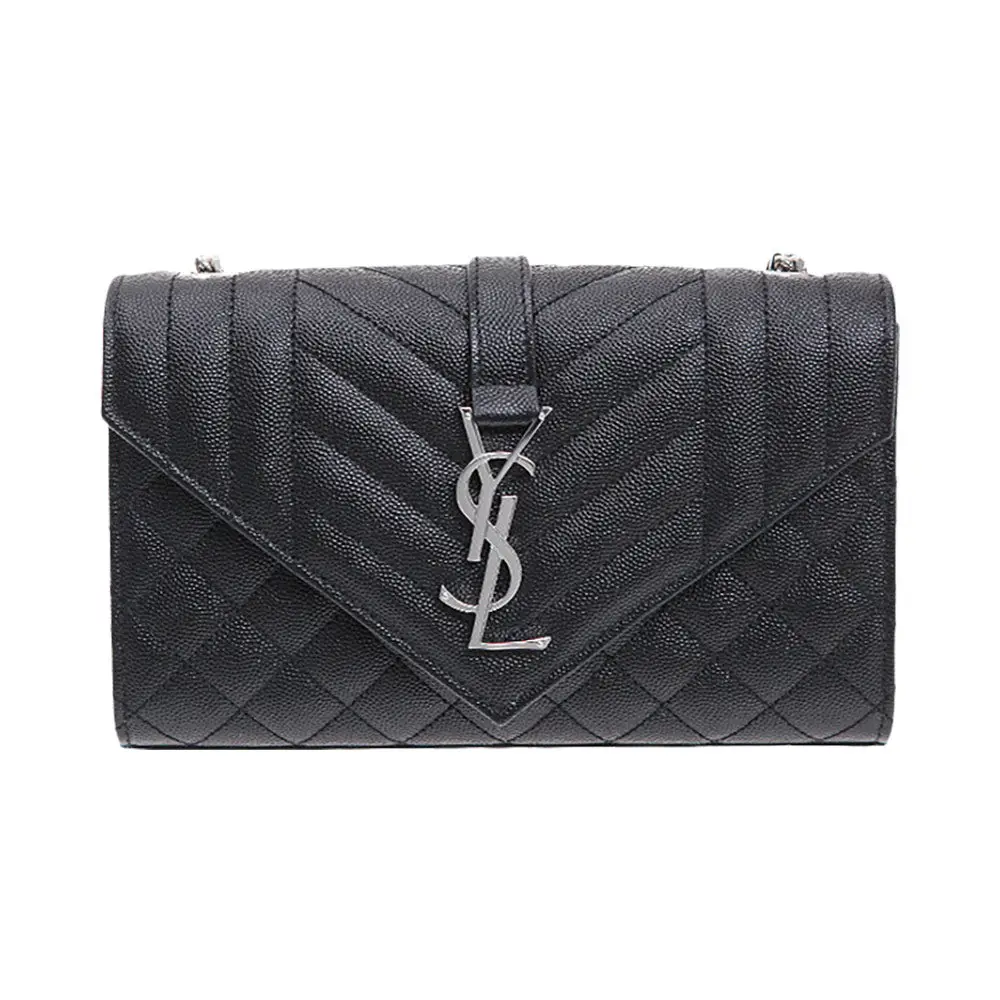 ★正規品★SAINT LAURENT★ Envelope Small Bag 600195BOW921000 ENVELOPE SMALL IN QUILTED GRAIN DE POUDRE EMBOSSED LEATHER