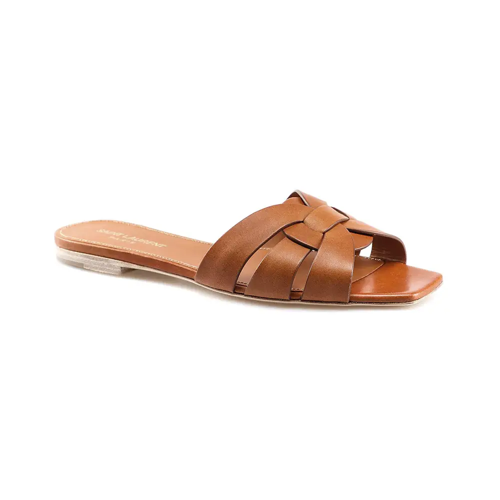 ■Saint Laurent■ Tribute Flat Mule Amber 571952BDA002206 57 tribute SANDALS in smooth leather | Saint Laurent | YSL US