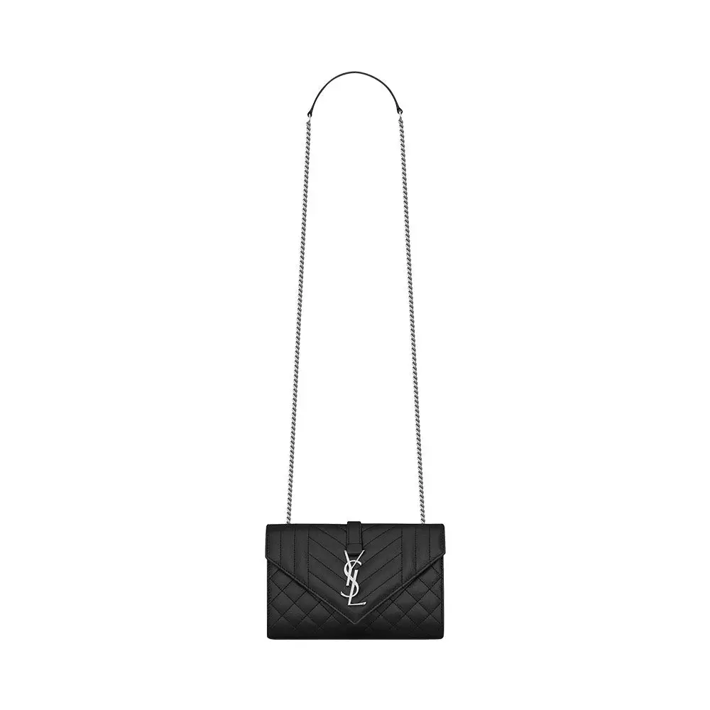 ★正規品★SAINT LAURENT★ Envelope Small Bag 600195BOW921000 ENVELOPE SMALL IN QUILTED GRAIN DE POUDRE EMBOSSED LEATHER