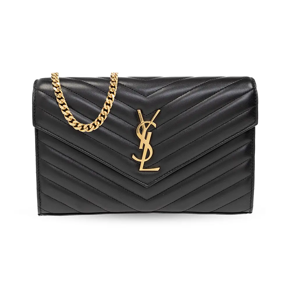 YSL/A1208-2/ LOULOU média em couro de cordeiro matelassê em PRETO | Saint
