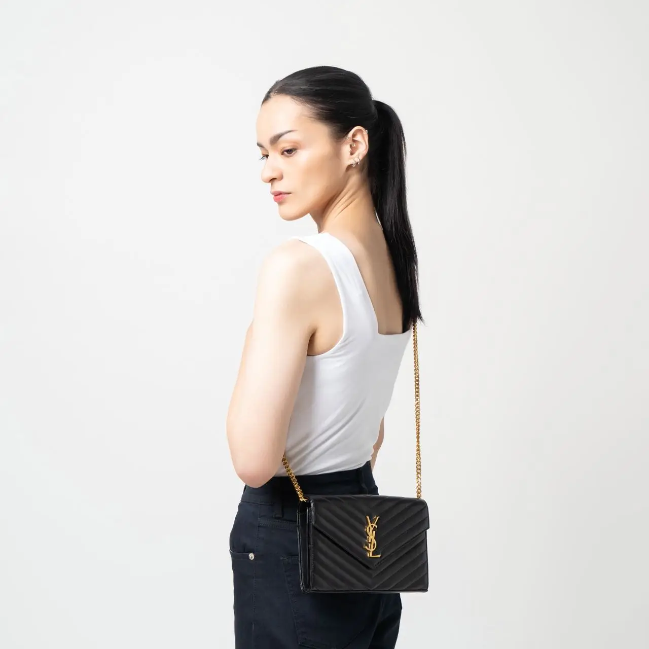 Saint Laurent Woc 22 Cassandre Metalasse Lambskin Black Ghw – voilà.id