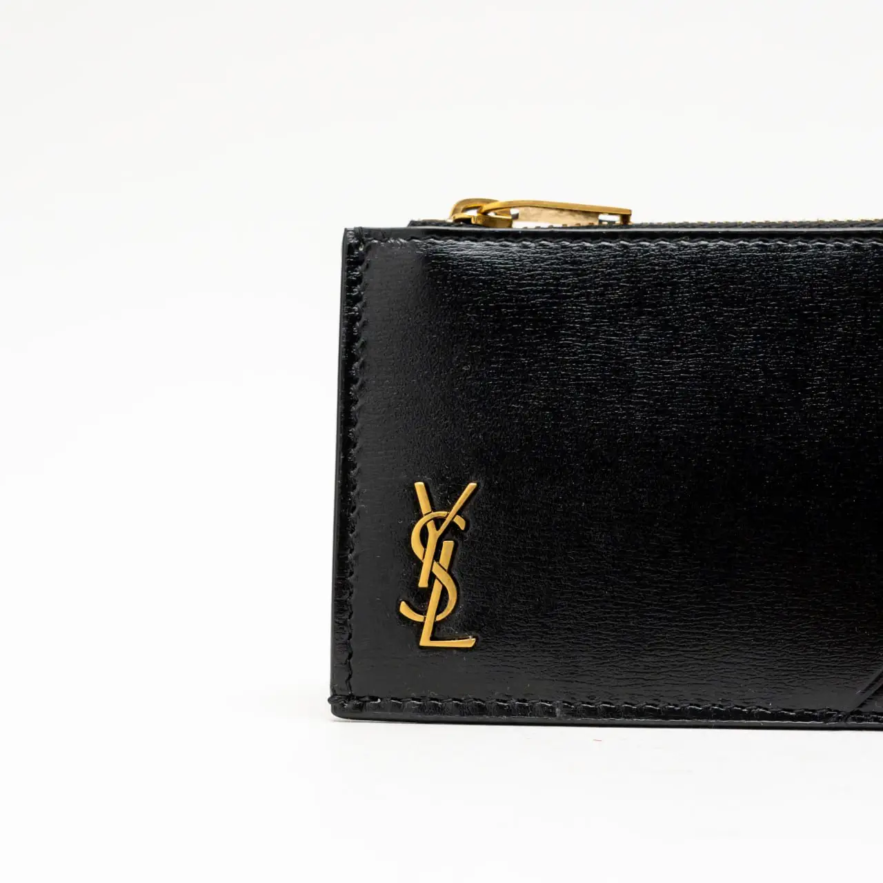 Saint Laurent Tiny Cassandre Zipped Fragments Credit Card Case in