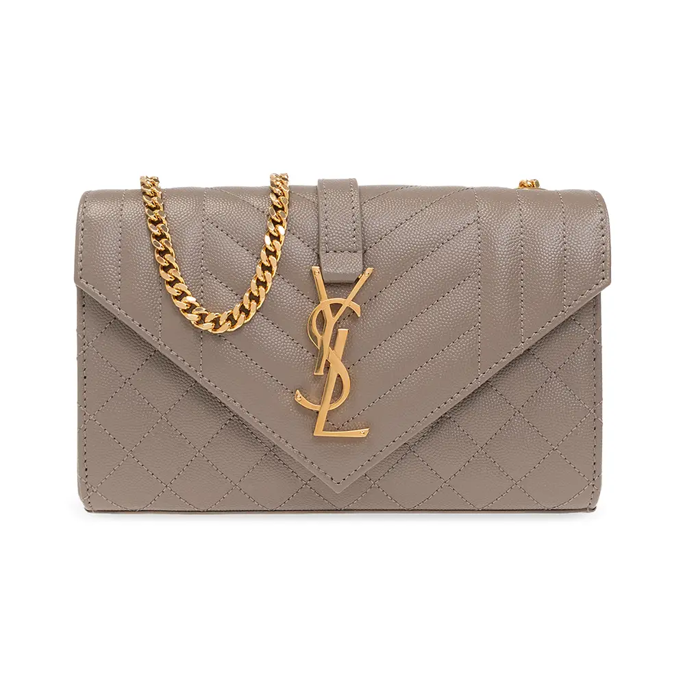 Saint Laurent Envelope Small Shoulder Bag Dark Beige Ghw