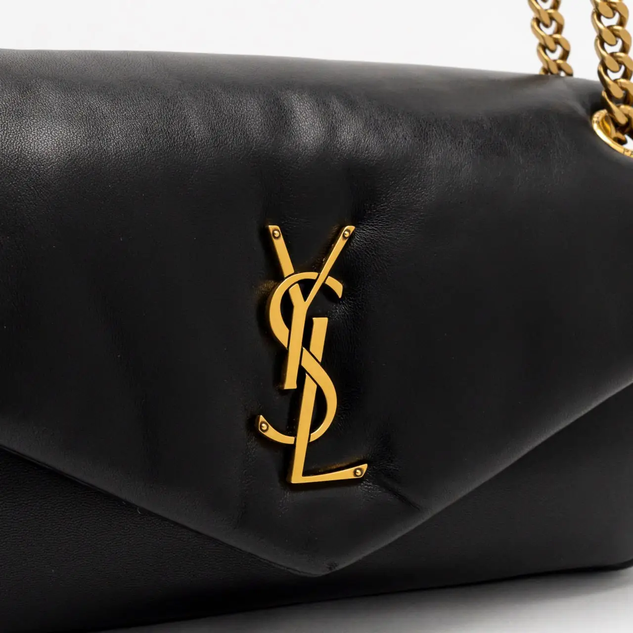 Saint Laurent Calypso Plunged Lambskin Shoulder Bag Black