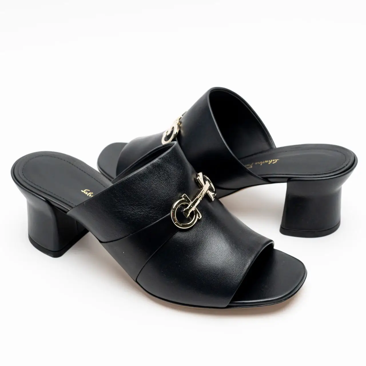 【FERRAGAMO】ORNELLA 55 Ferragamo Ornella Double Gancini Mules in Black | eBay