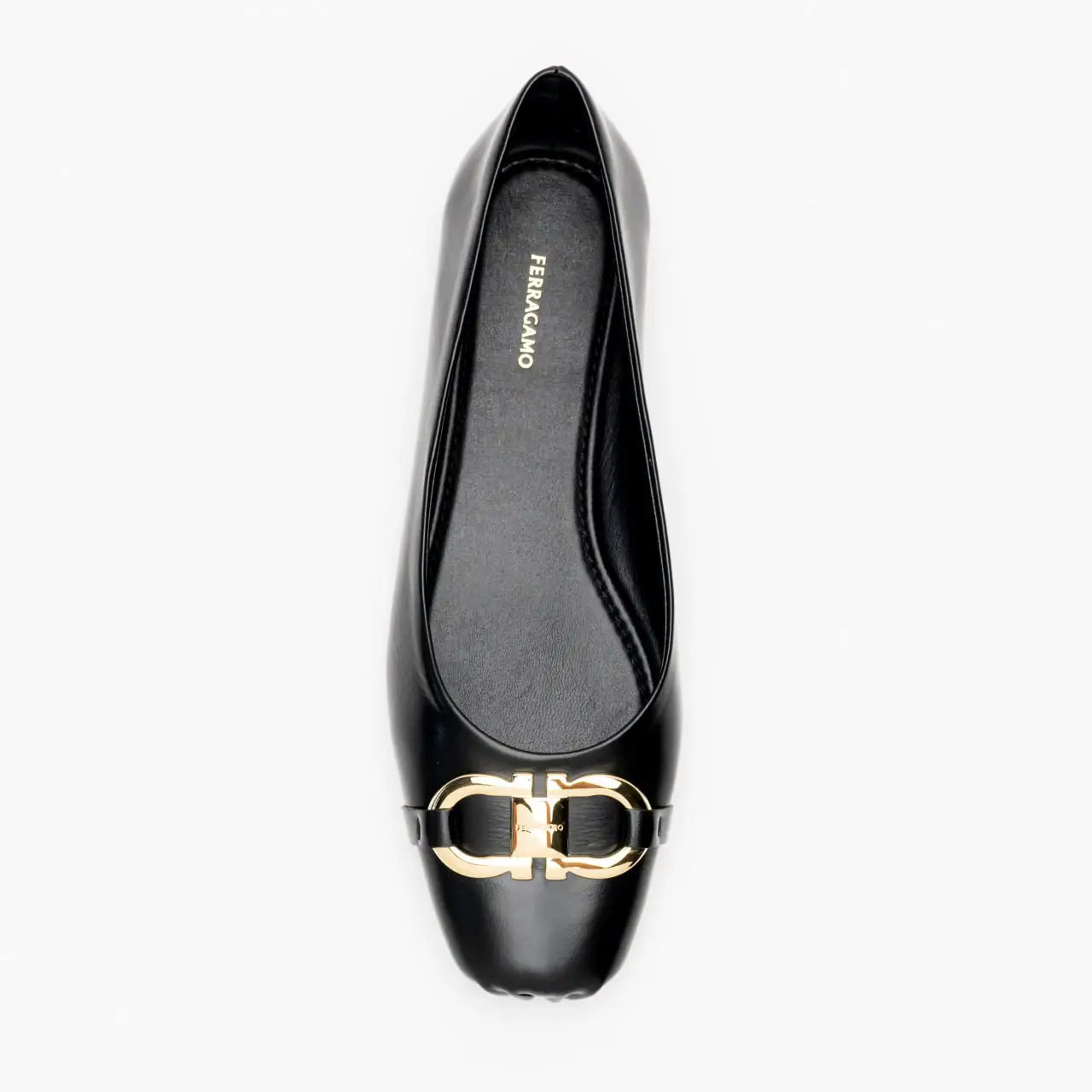 Salvatore Ferragamo Gancini Ornament Ballerina Flat Black