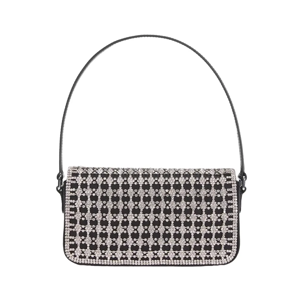 Self Portrait Crystal Embellished Baguette Bag Black – voilà.id