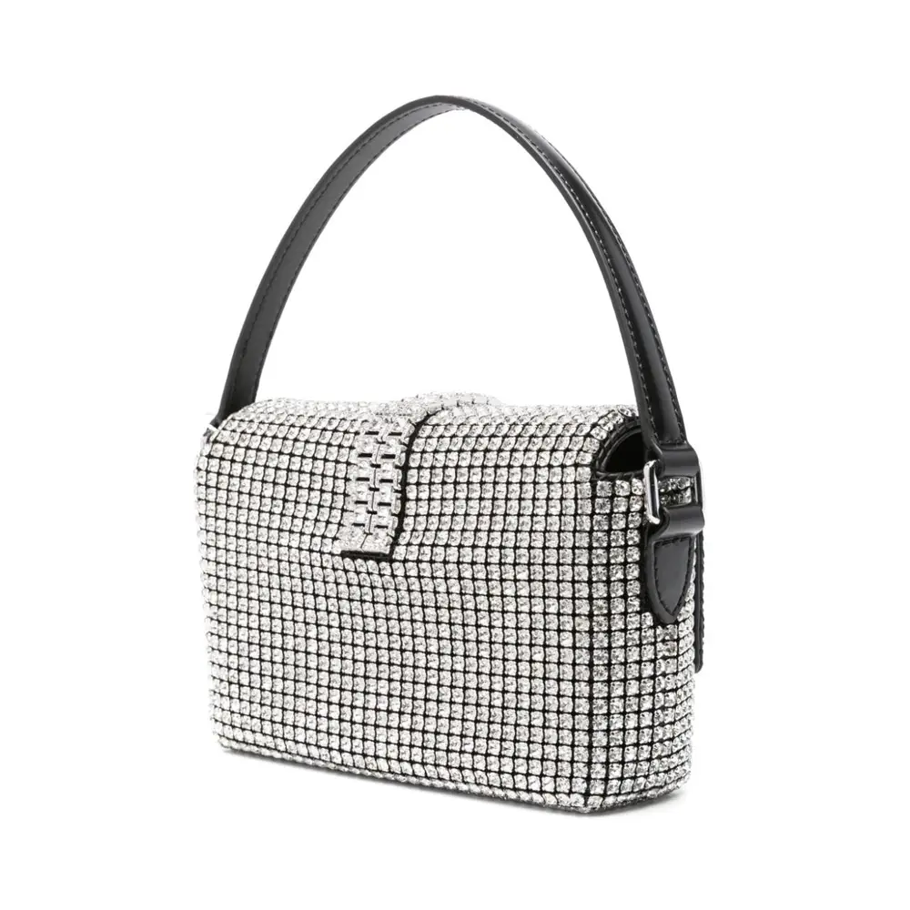 Self Portrait Bow Rhinestone Chainmail Micro Handbag Silver