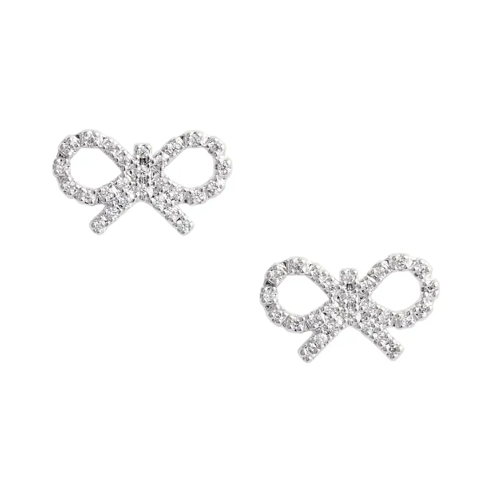 Self Portrait Micro Crystal Bow Earrings Silver Grey – voilà.id