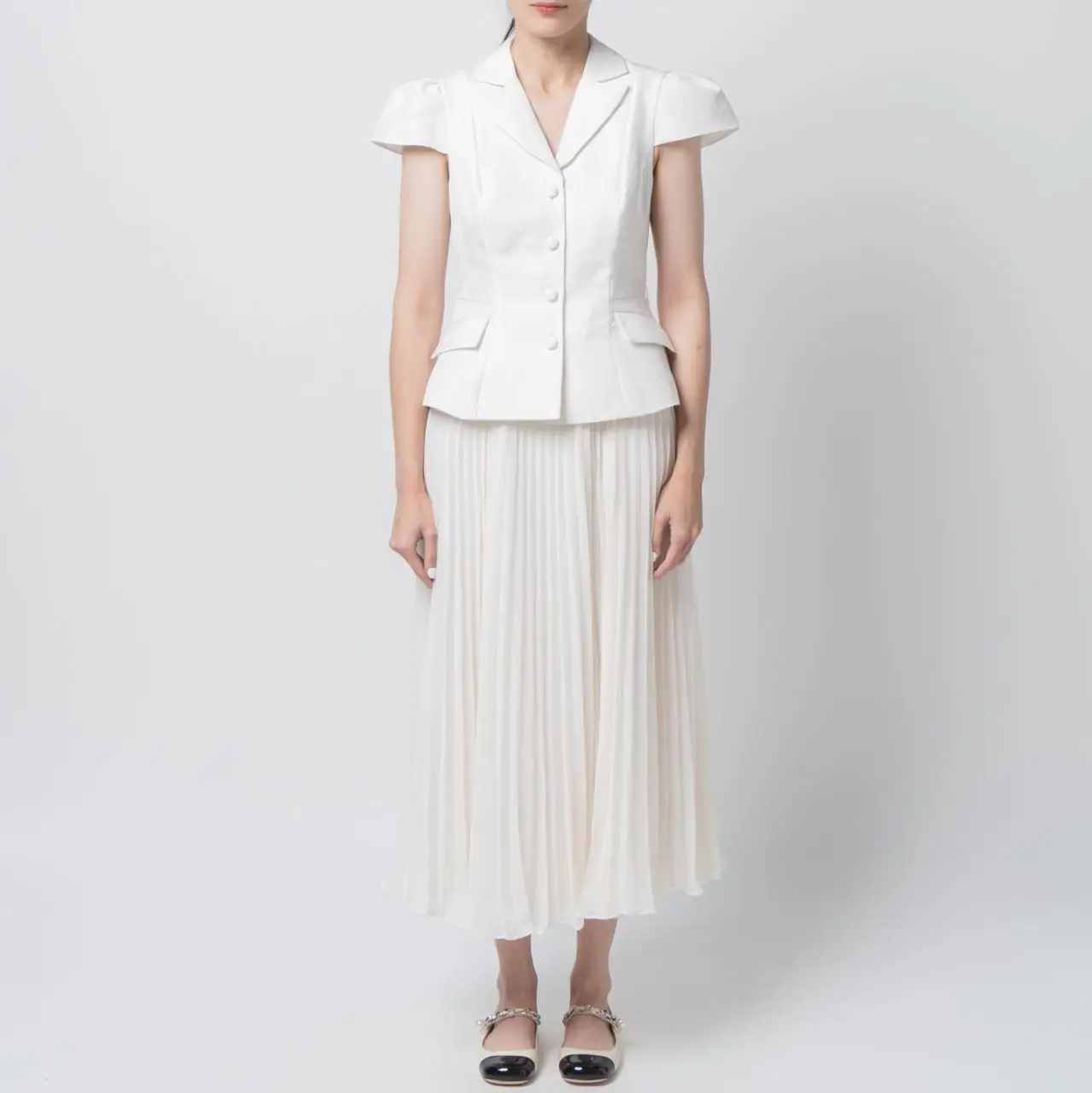 Self Portrait Textured Midi Dress White – voilà.id