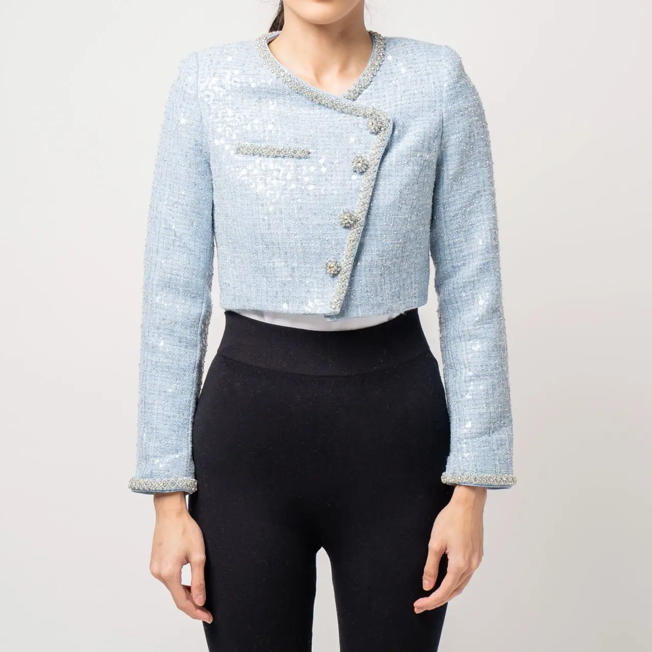 Self-Portrait｜JACKETS (LACE EMBELLISHED TOP (RS25053TBL SELF-PORTRAIT: lace jacket with rhinestones - Blue | Self