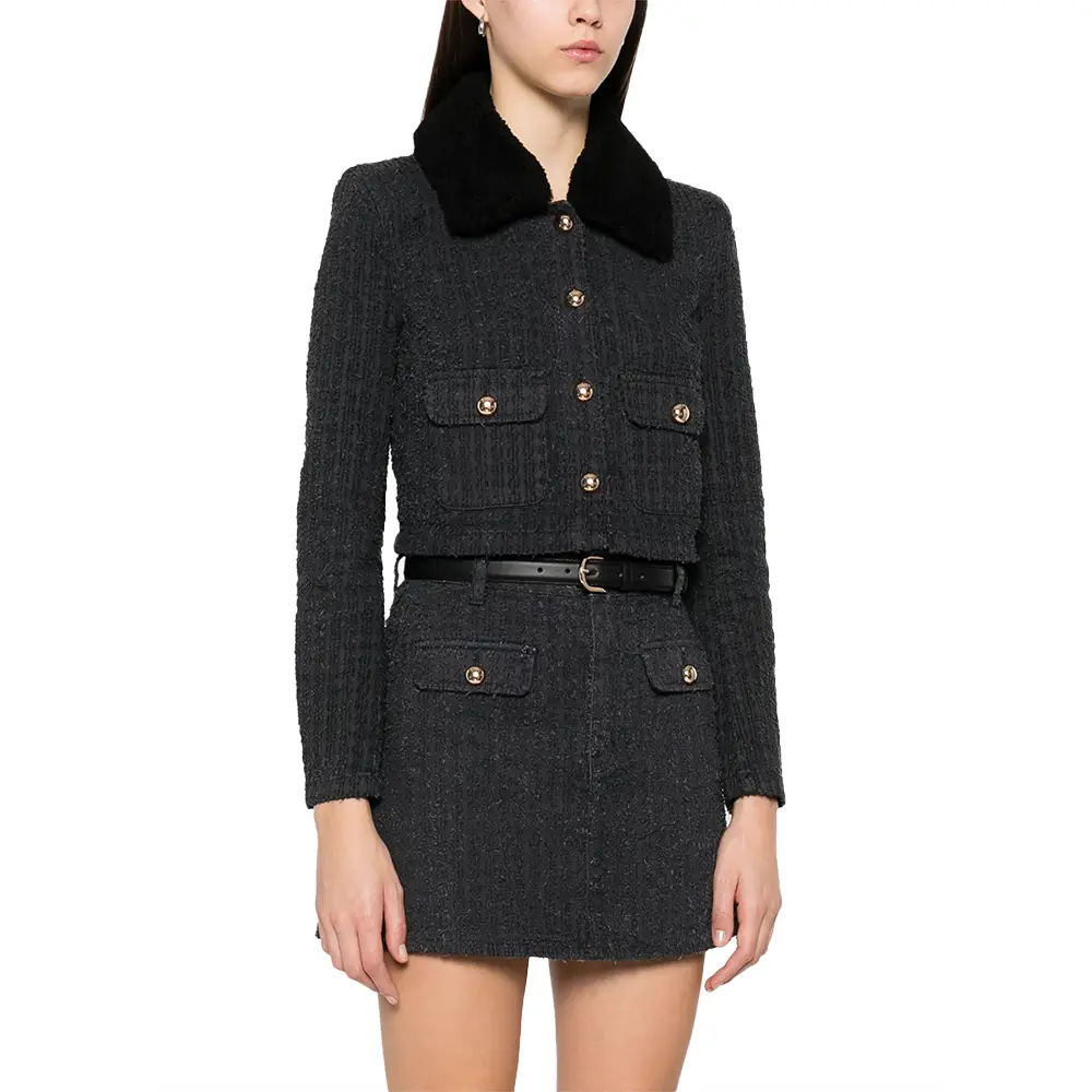 【2plan】Joy button mohair crop jacket Crop tweed jacket - Women | MANGO Niger