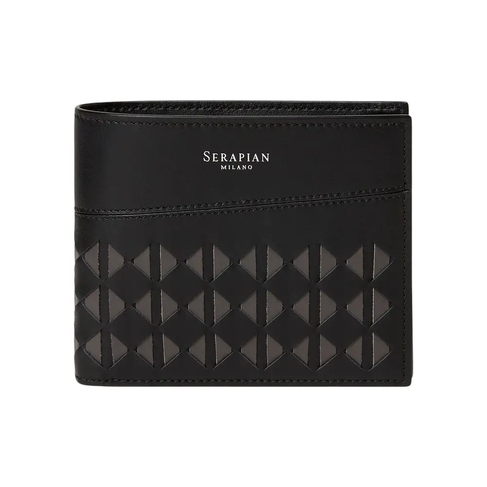 Prada Triangle Logo Saffiano Leather Bifold Wallet Black – voilà.id