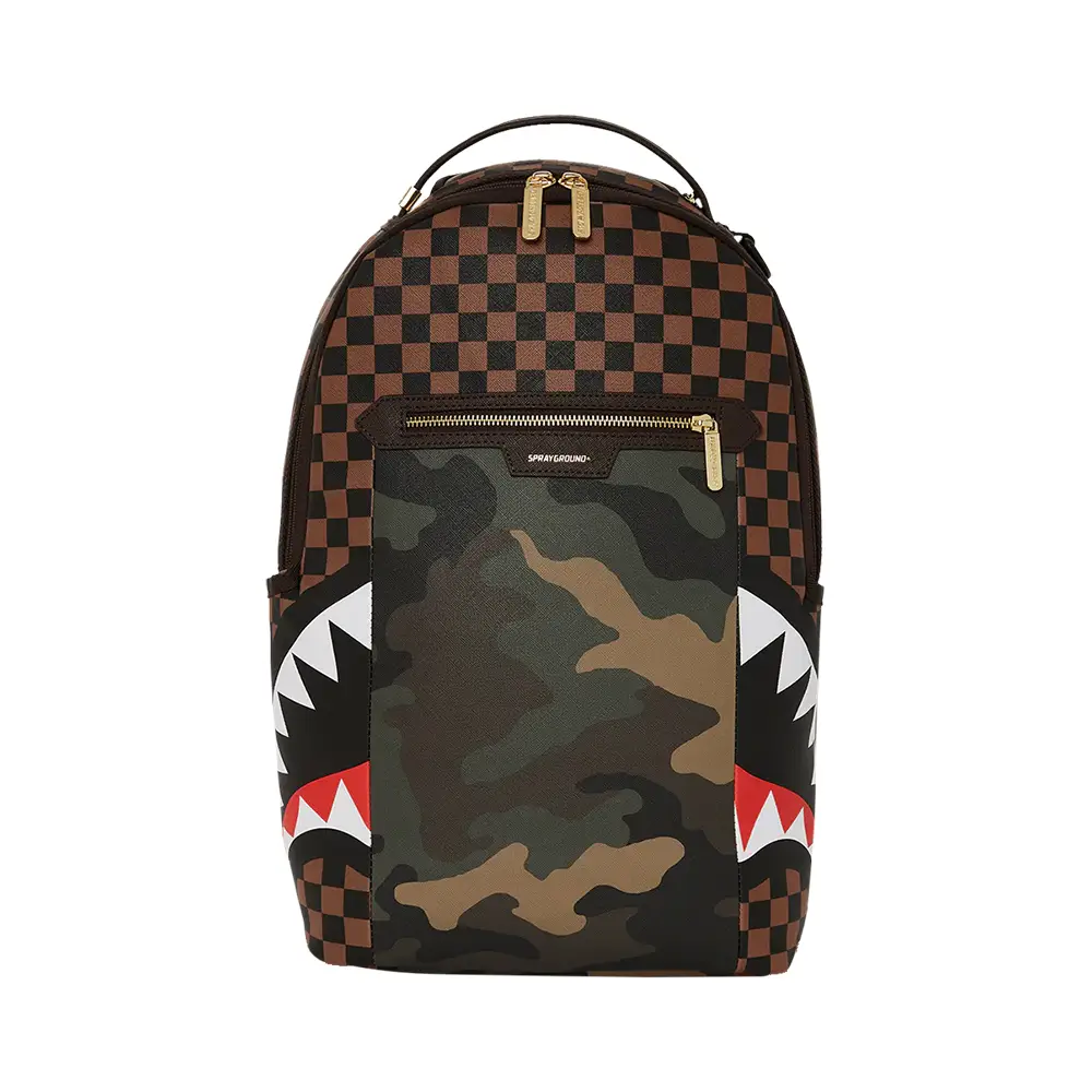 Sprayground Sharks in Paris with Exterior Gold Zip Pocket