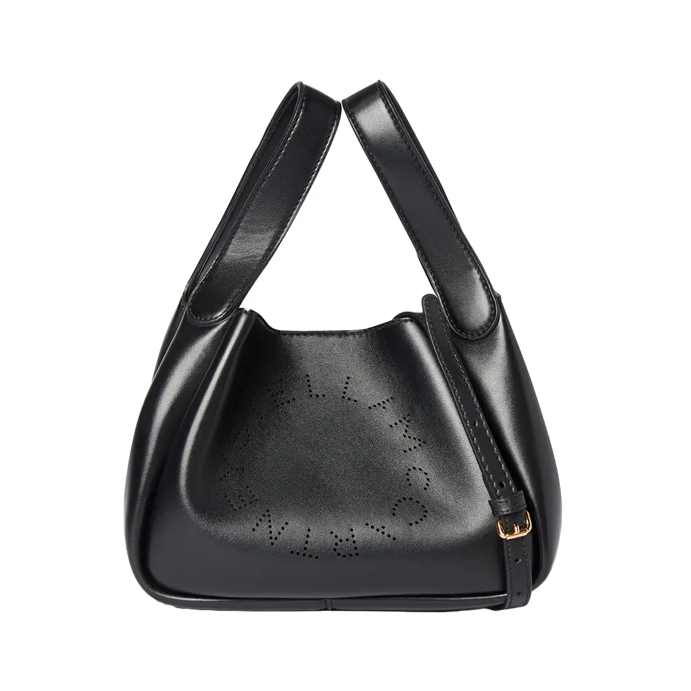 新作登場!【stella mccartney】Logo double top cross body Stella Mccartney Logo Double Top Handle Crossbody Bag Black