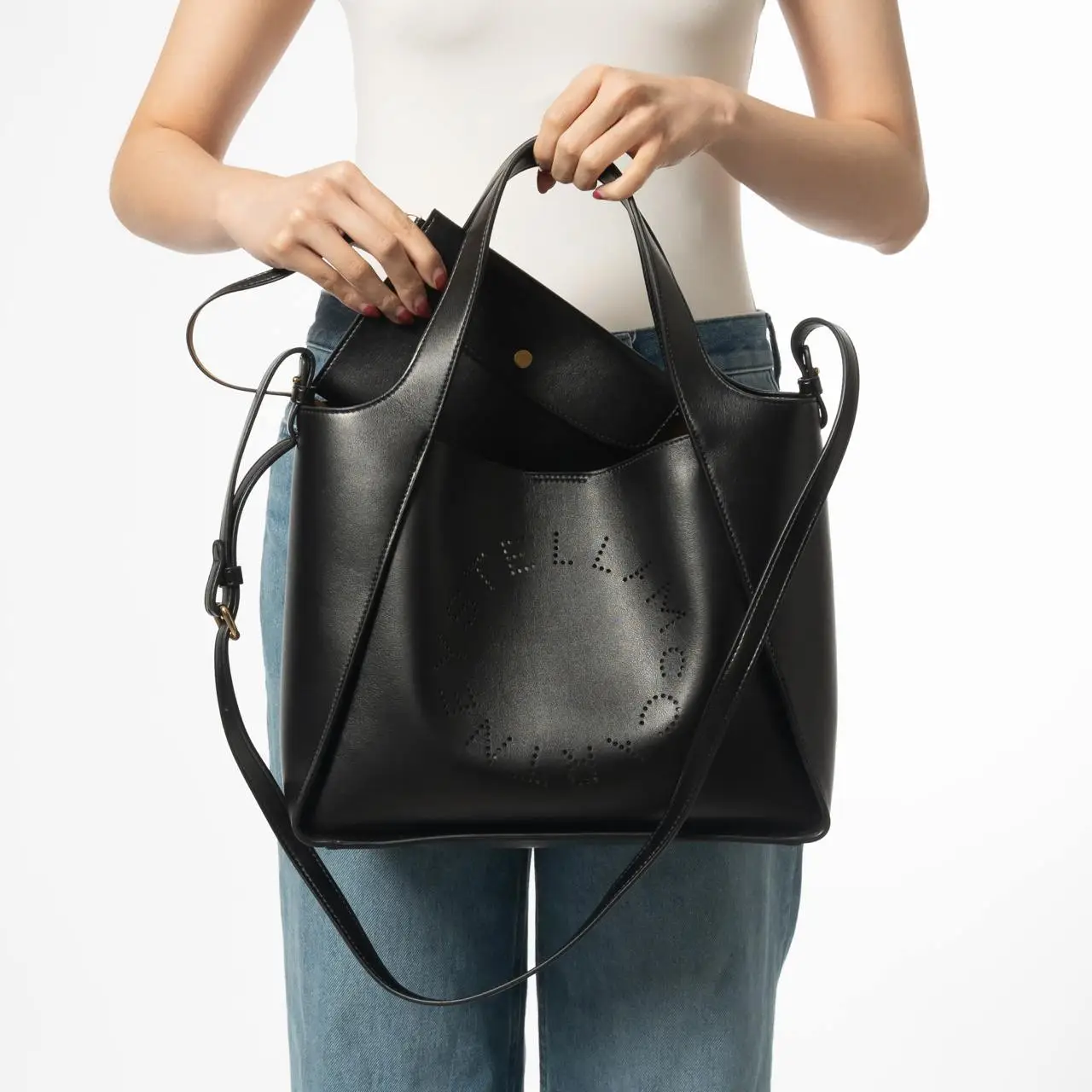 Stella Mccartney Logo Tote Bag Black – voilà.id