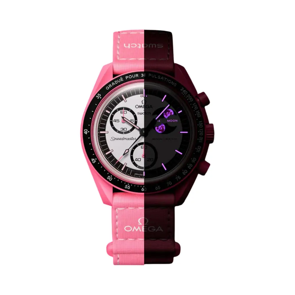 時計 MISSION PINK MOONPHASE SO33P700 Swatch SO33P700 : MoonSwatch Mission to the Pink Moonphase